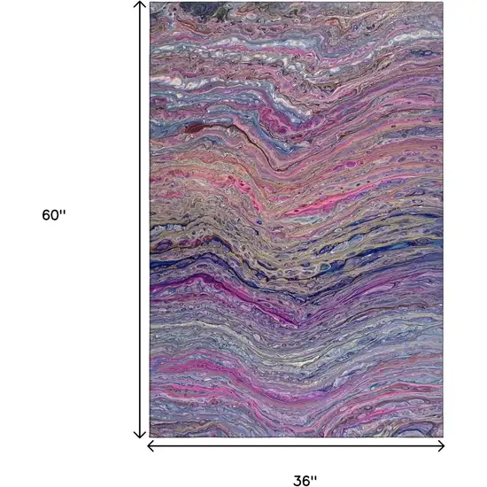 Raspberry And Purple Abstract Washable Indoor Outdoor Area Rug Photo 3