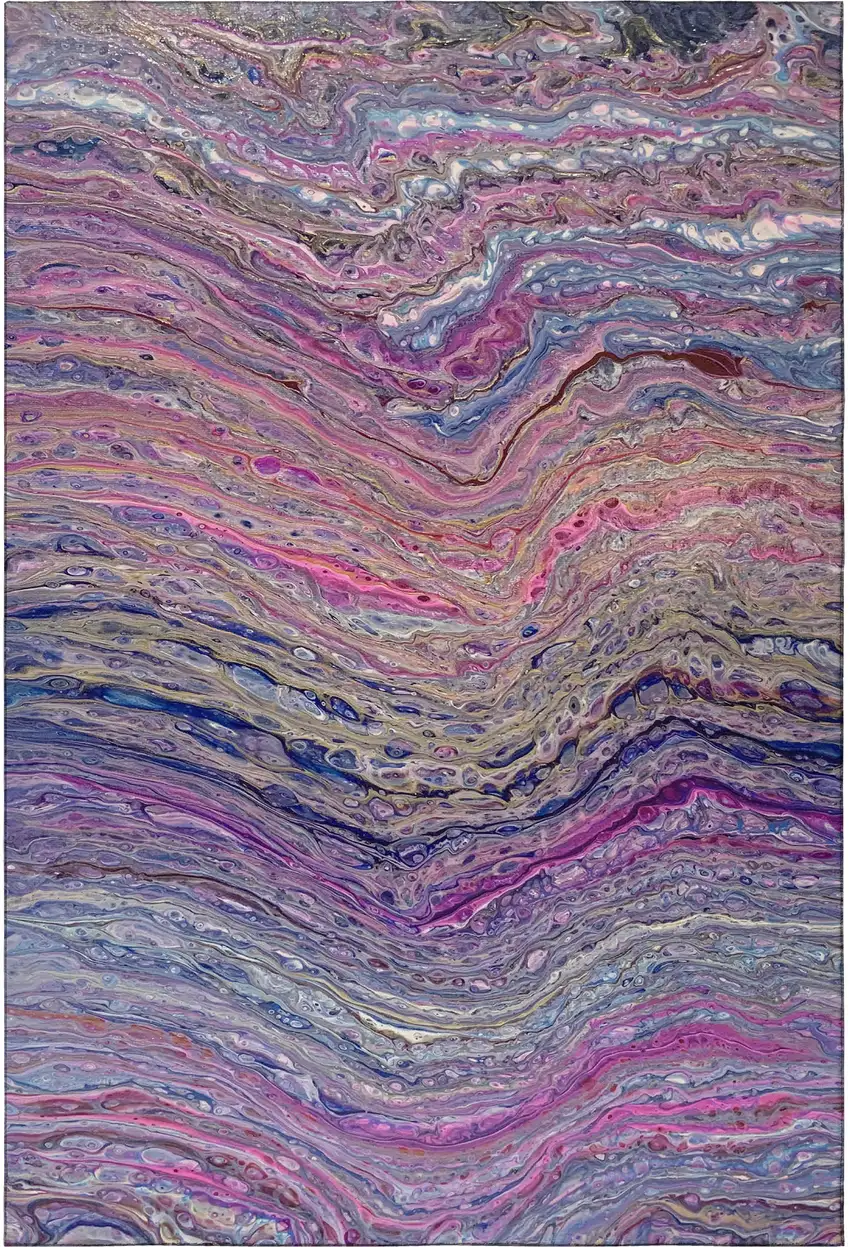 Raspberry And Purple Abstract Washable Indoor Outdoor Area Rug Photo 5