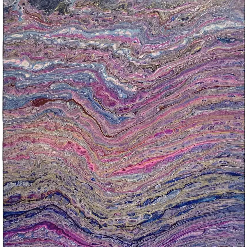 Raspberry And Purple Abstract Washable Indoor Outdoor Area Rug Photo 4