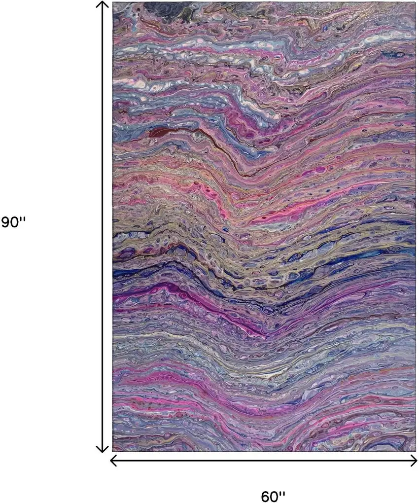 Raspberry And Purple Abstract Washable Indoor Outdoor Area Rug Photo 3