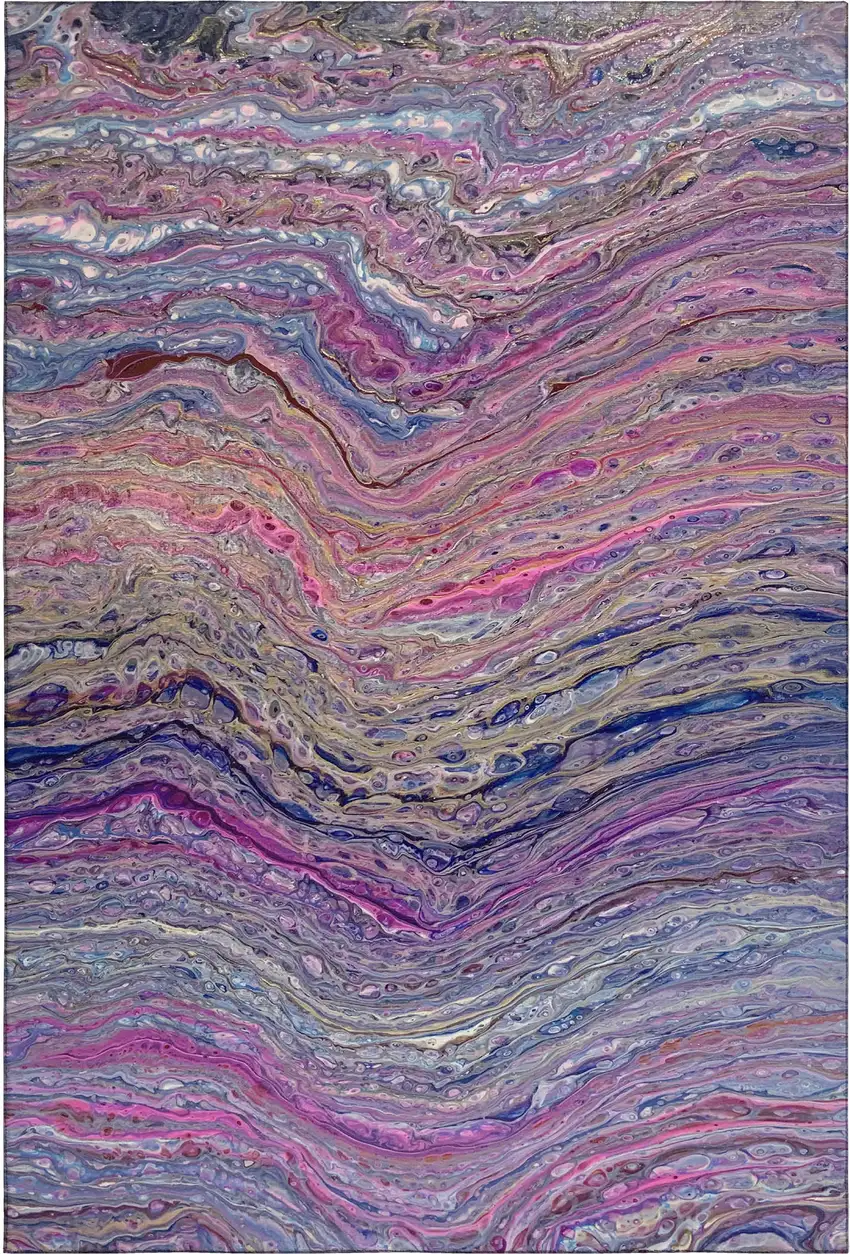 Raspberry And Purple Abstract Washable Indoor Outdoor Area Rug Photo 2