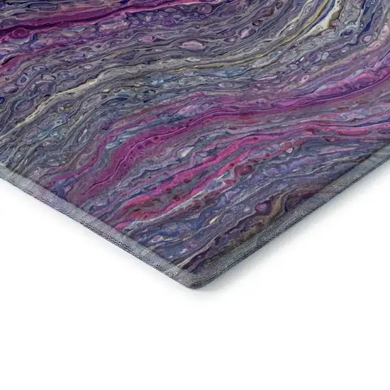 Raspberry And Purple Abstract Washable Indoor Outdoor Area Rug Photo 8