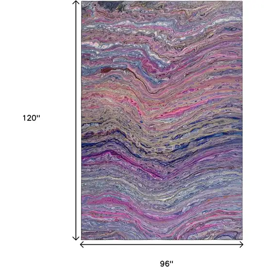 Raspberry And Purple Abstract Washable Indoor Outdoor Area Rug Photo 3