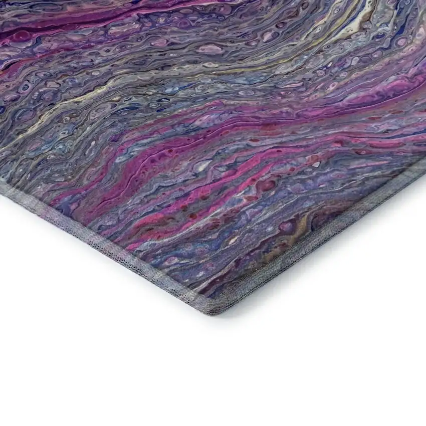 Raspberry And Purple Abstract Washable Indoor Outdoor Area Rug Photo 4