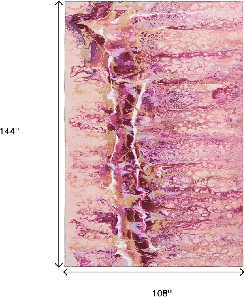 Raspberry Ivory And Gold Abstract Washable Indoor Outdoor Area Rug Photo 3
