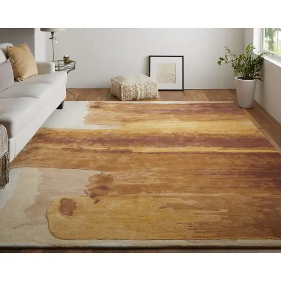 Ivory Red And Orange Abstract Hand Tufted Area Rug Photo 8