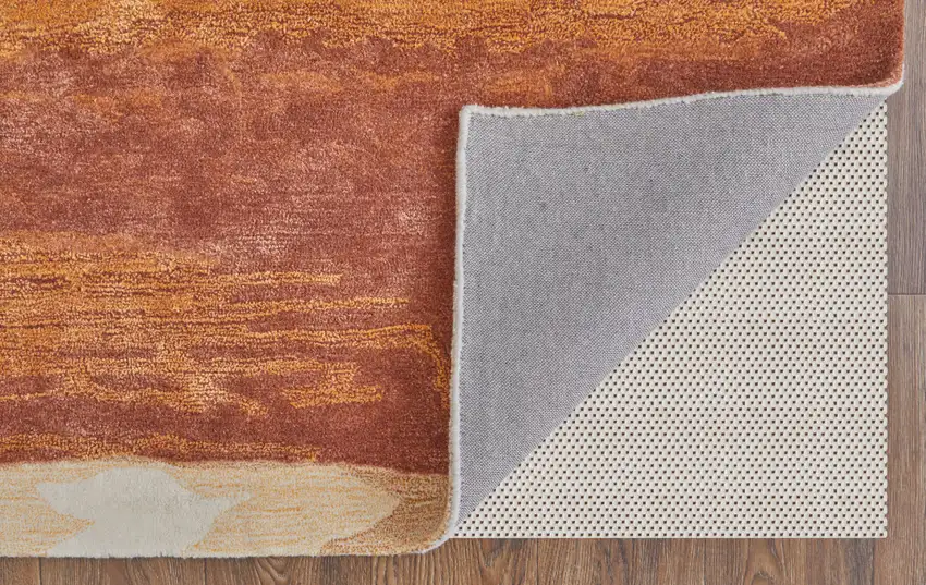 Ivory Red And Orange Abstract Hand Tufted Area Rug Photo 6