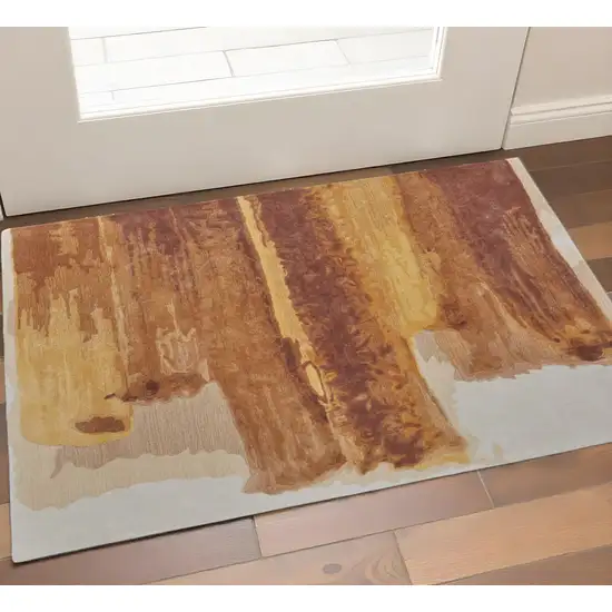 Ivory Red And Orange Abstract Hand Tufted Area Rug Photo 1