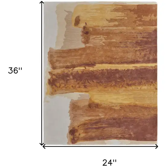 Ivory Red And Orange Abstract Hand Tufted Area Rug Photo 3