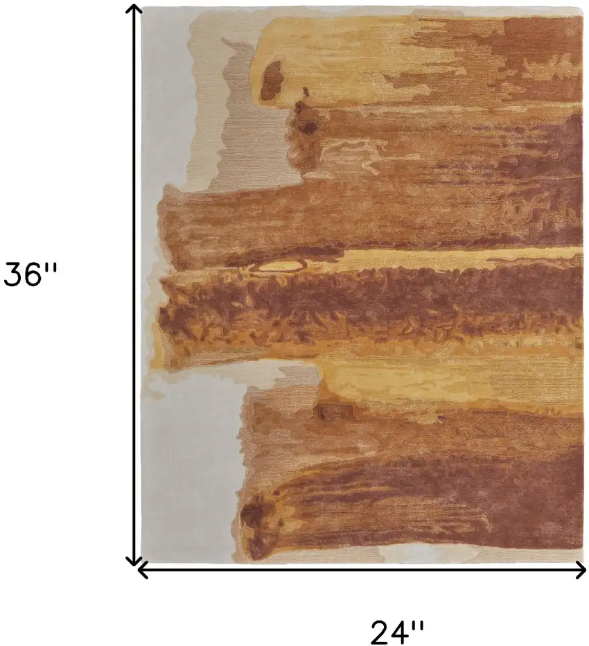 Ivory Red And Orange Abstract Hand Tufted Area Rug Photo 3