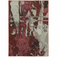 Photo of Red And Beige Abstract Power Loom Stain Resistant Area Rug