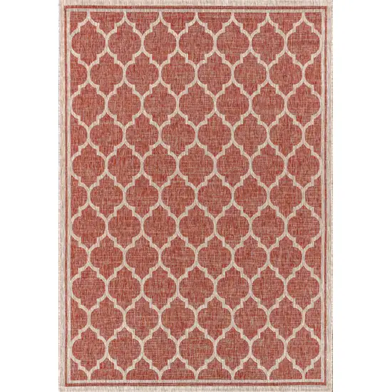 Red And Beige Geometric Indoor Outdoor Area Rug Photo 1