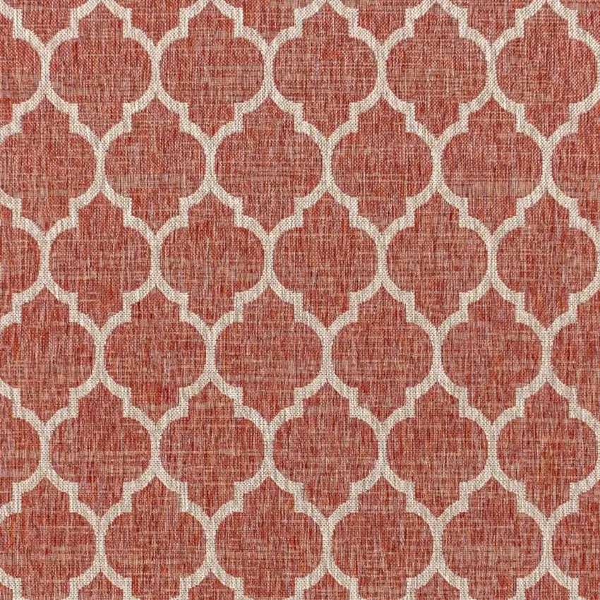 Red And Beige Geometric Indoor Outdoor Area Rug Photo 2