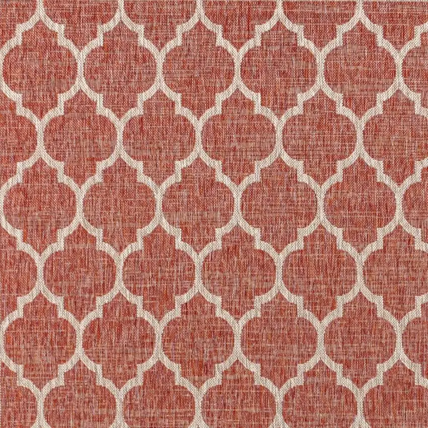 Red And Beige Geometric Indoor Outdoor Area Rug Photo 2