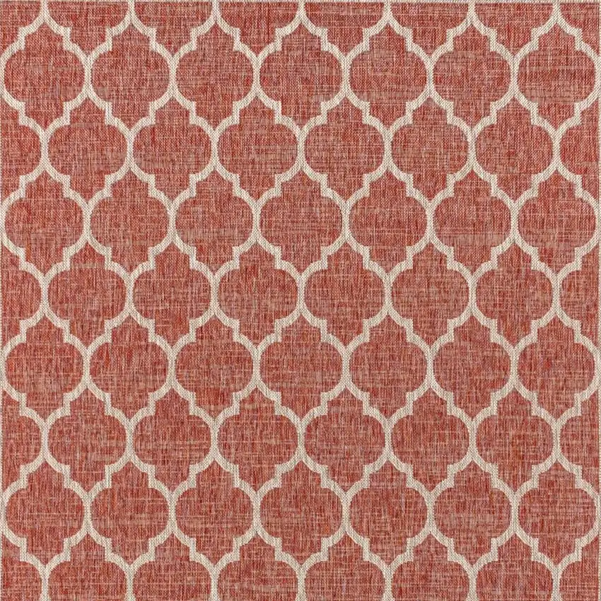 Red And Beige Geometric Indoor Outdoor Area Rug Photo 3