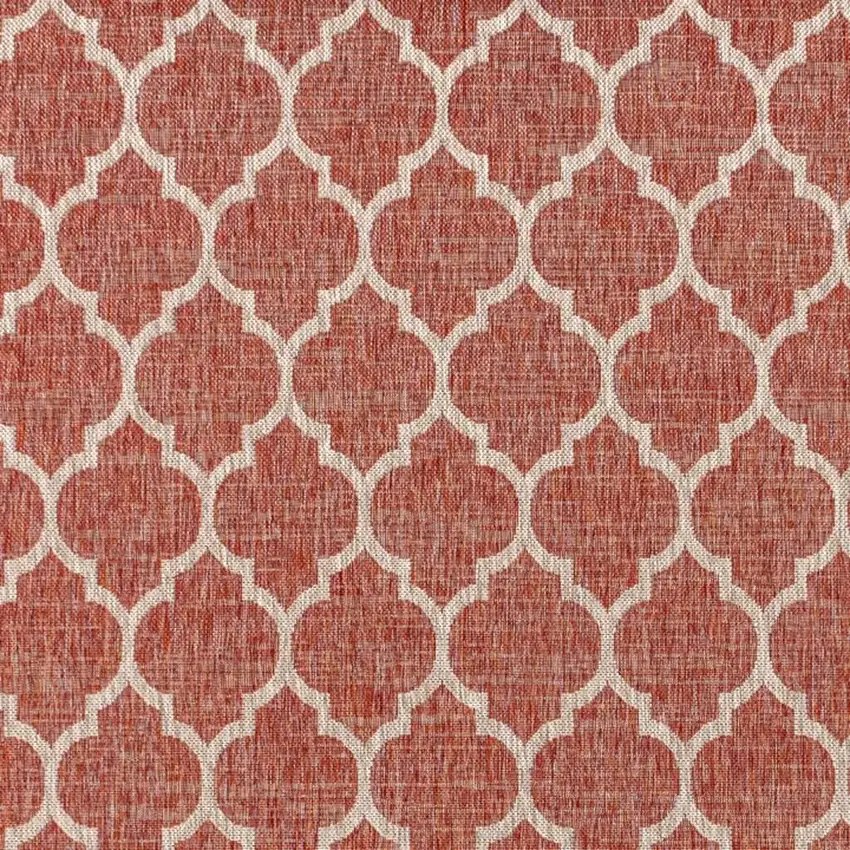 Red And Beige Geometric Indoor Outdoor Area Rug Photo 2