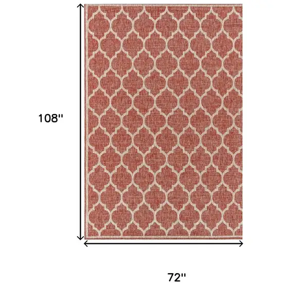 Red And Beige Geometric Indoor Outdoor Area Rug Photo 4