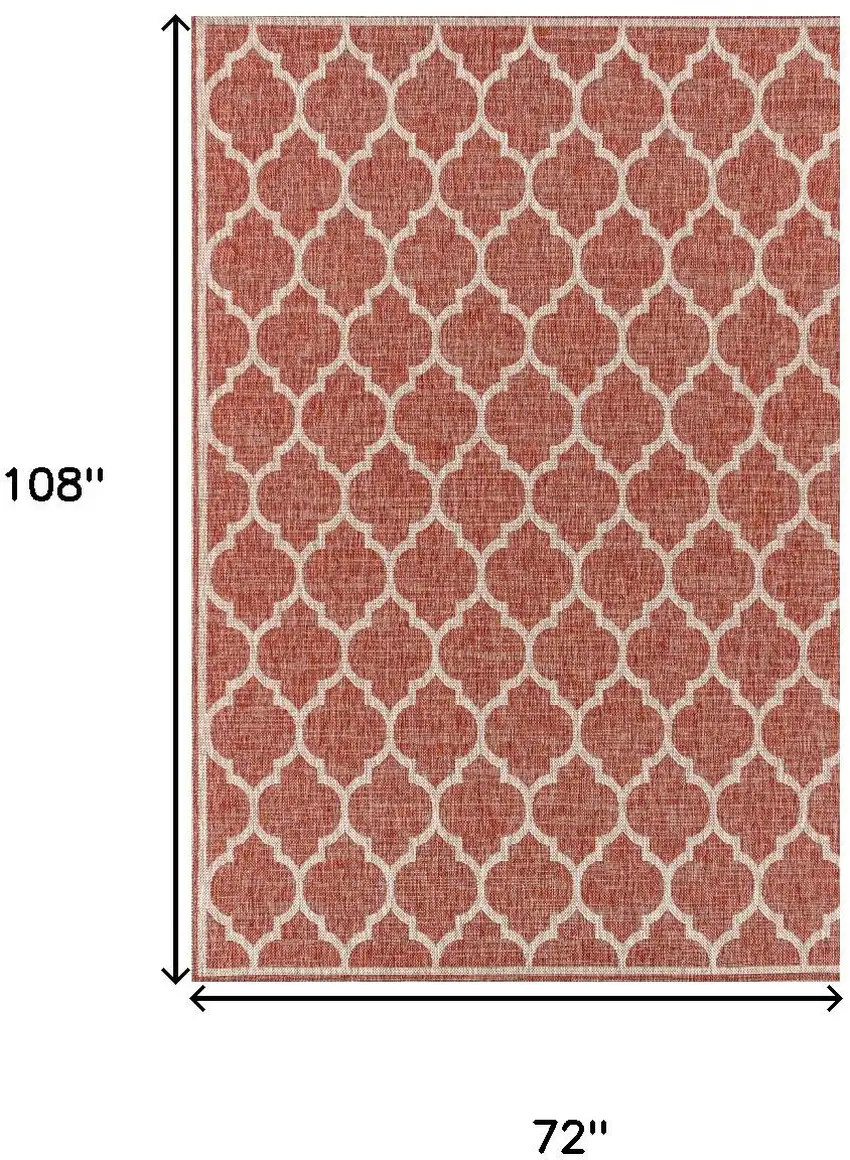 Red And Beige Geometric Indoor Outdoor Area Rug Photo 4