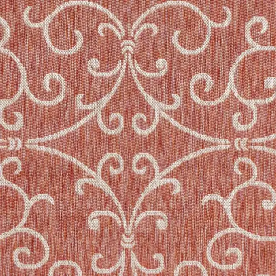 Red And Beige Medallion Indoor Outdoor Area Rug Photo 2