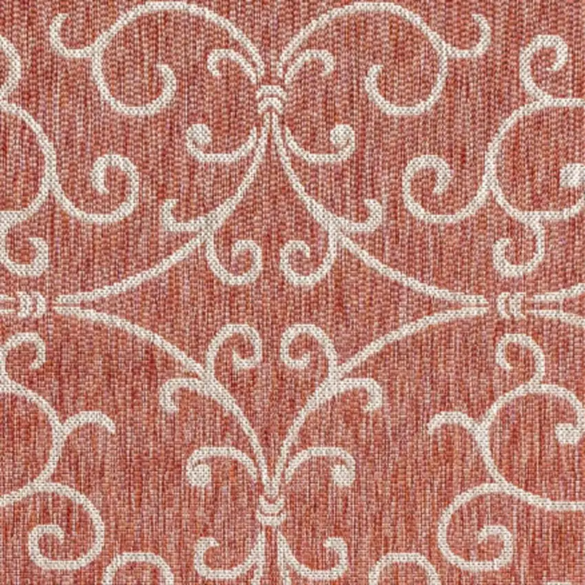 Red And Beige Medallion Indoor Outdoor Area Rug Photo 2
