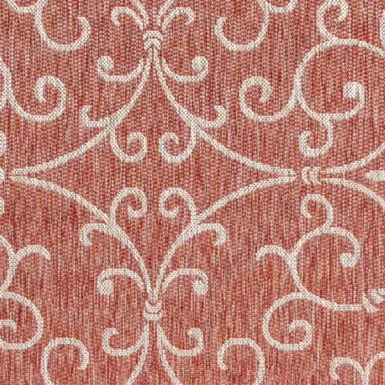 Red And Beige Medallion Indoor Outdoor Area Rug Photo 2