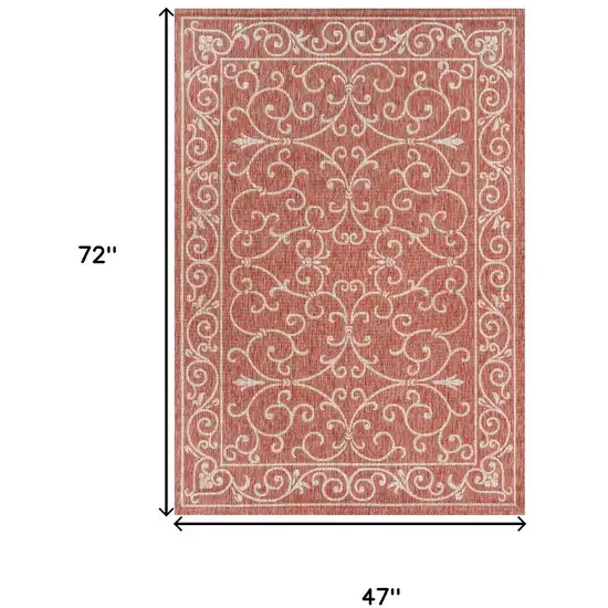 Red And Beige Medallion Indoor Outdoor Area Rug Photo 3