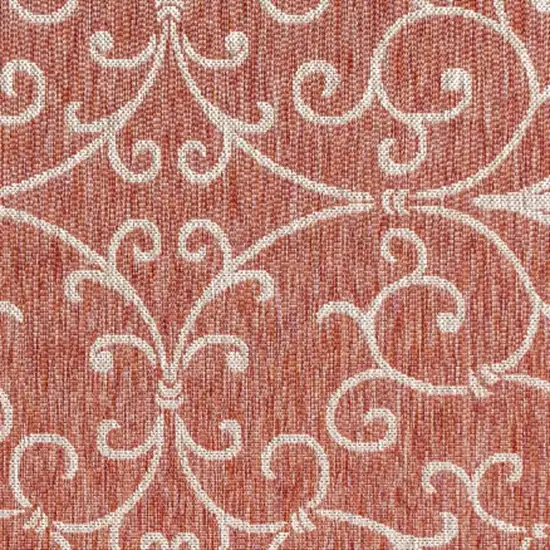 Red And Beige Medallion Indoor Outdoor Area Rug Photo 2