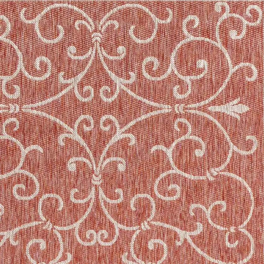Red And Beige Medallion Indoor Outdoor Area Rug Photo 3