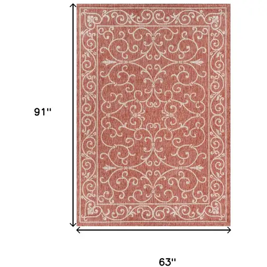Red And Beige Medallion Indoor Outdoor Area Rug Photo 3