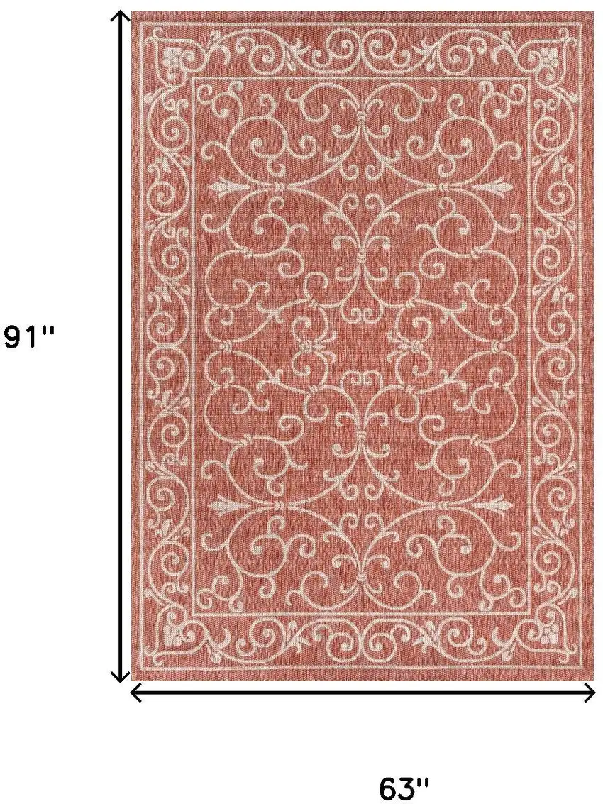 Red And Beige Medallion Indoor Outdoor Area Rug Photo 3