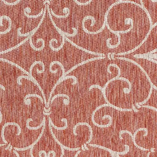 Red And Beige Medallion Indoor Outdoor Area Rug Photo 2