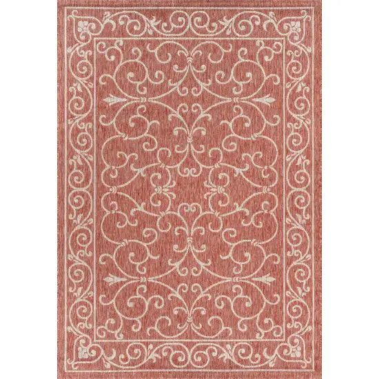 Red And Beige Medallion Indoor Outdoor Area Rug Photo 1