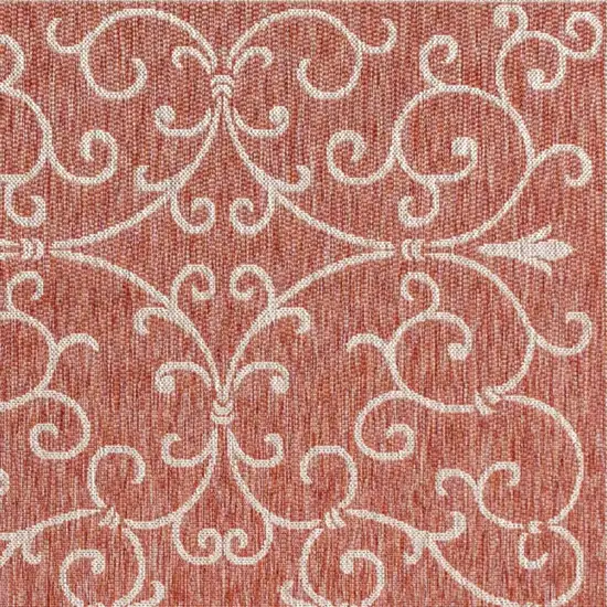 Red And Beige Medallion Indoor Outdoor Area Rug Photo 3