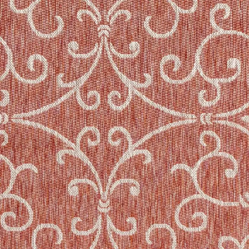 Red And Beige Medallion Indoor Outdoor Area Rug Photo 2