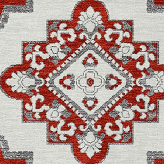 Red And Beige Medallion Washable Indoor Outdoor Area Rug Photo 7