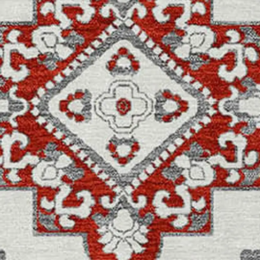 Red And Beige Medallion Washable Indoor Outdoor Area Rug Photo 5