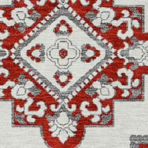 Photo of Red And Beige Medallion Washable Indoor Outdoor Area Rug