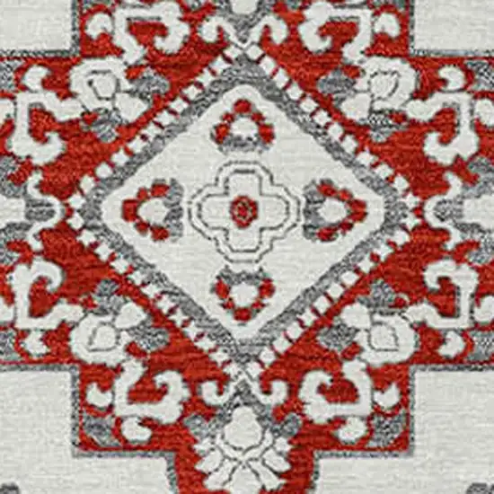 Red And Beige Medallion Washable Indoor Outdoor Area Rug Photo 5