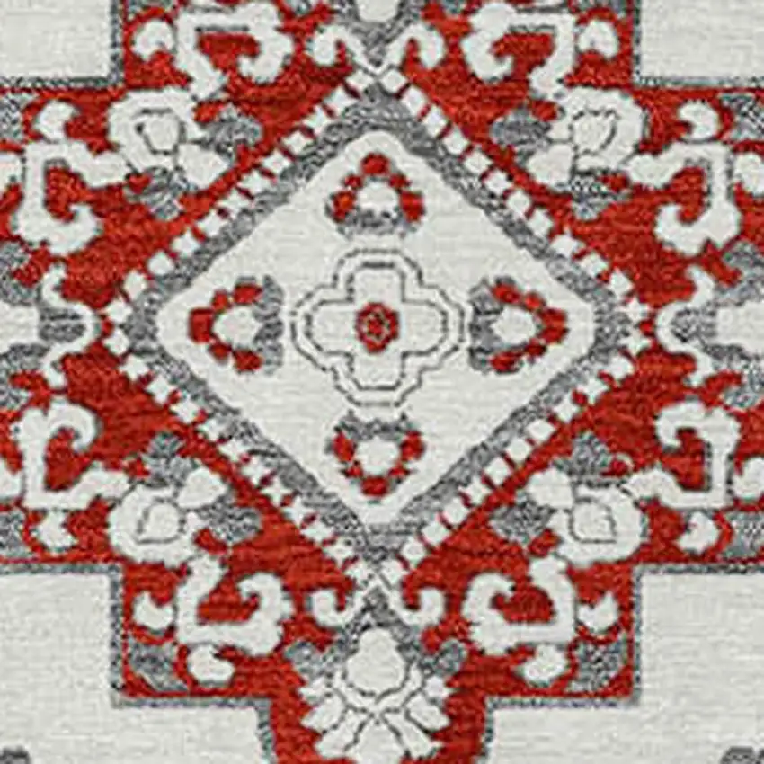 Red And Beige Medallion Washable Indoor Outdoor Area Rug Photo 5