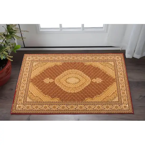 Red And Beige Moroccan Area Rug Photo 2