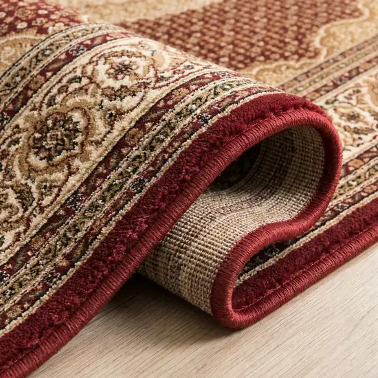 Red And Beige Moroccan Runner Rug Photo 6