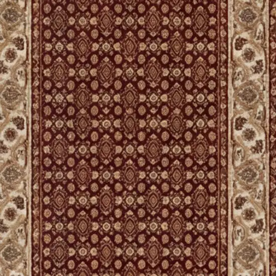 Red And Beige Moroccan Runner Rug Photo 2