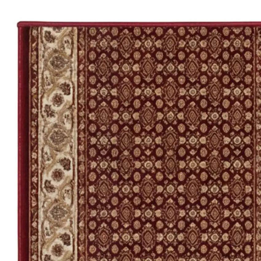 Red And Beige Moroccan Runner Rug Photo 2