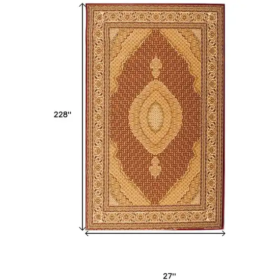 Red And Beige Moroccan Runner Rug Photo 3