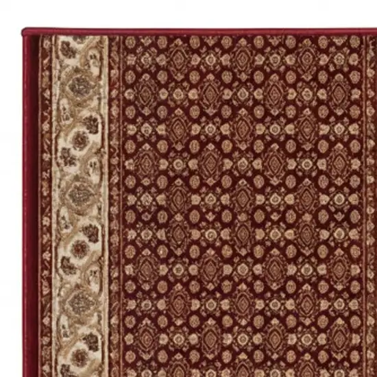 Red And Beige Moroccan Runner Rug Photo 2