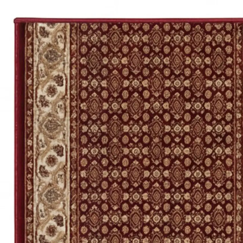 Red And Beige Moroccan Runner Rug Photo 2