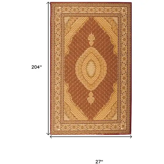 Red And Beige Moroccan Runner Rug Photo 3
