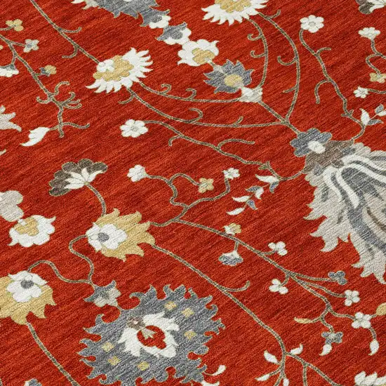 Red And Beige Oriental Washable Indoor Outdoor Area Rug Photo 4