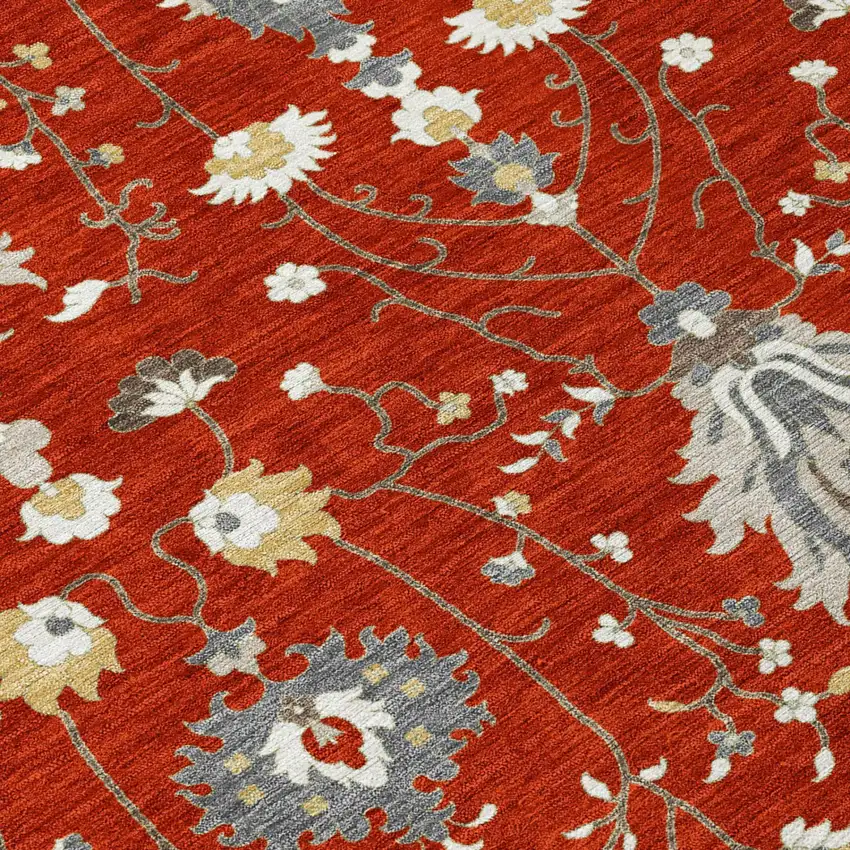 Red And Beige Oriental Washable Indoor Outdoor Area Rug Photo 4