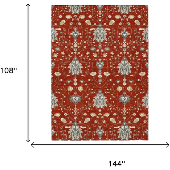 Red And Beige Oriental Washable Indoor Outdoor Area Rug Photo 5